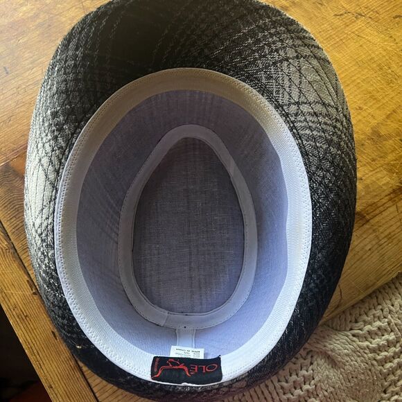 Ole Wool & Viscose Black & Gray Plaid Fedora Hat Mens O/S 24” circumference - Picture 6 of 7